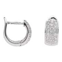 Small Pave Diamond 18ct White Gold Huggy Hoop Earrings - Michael Jones Jeweller