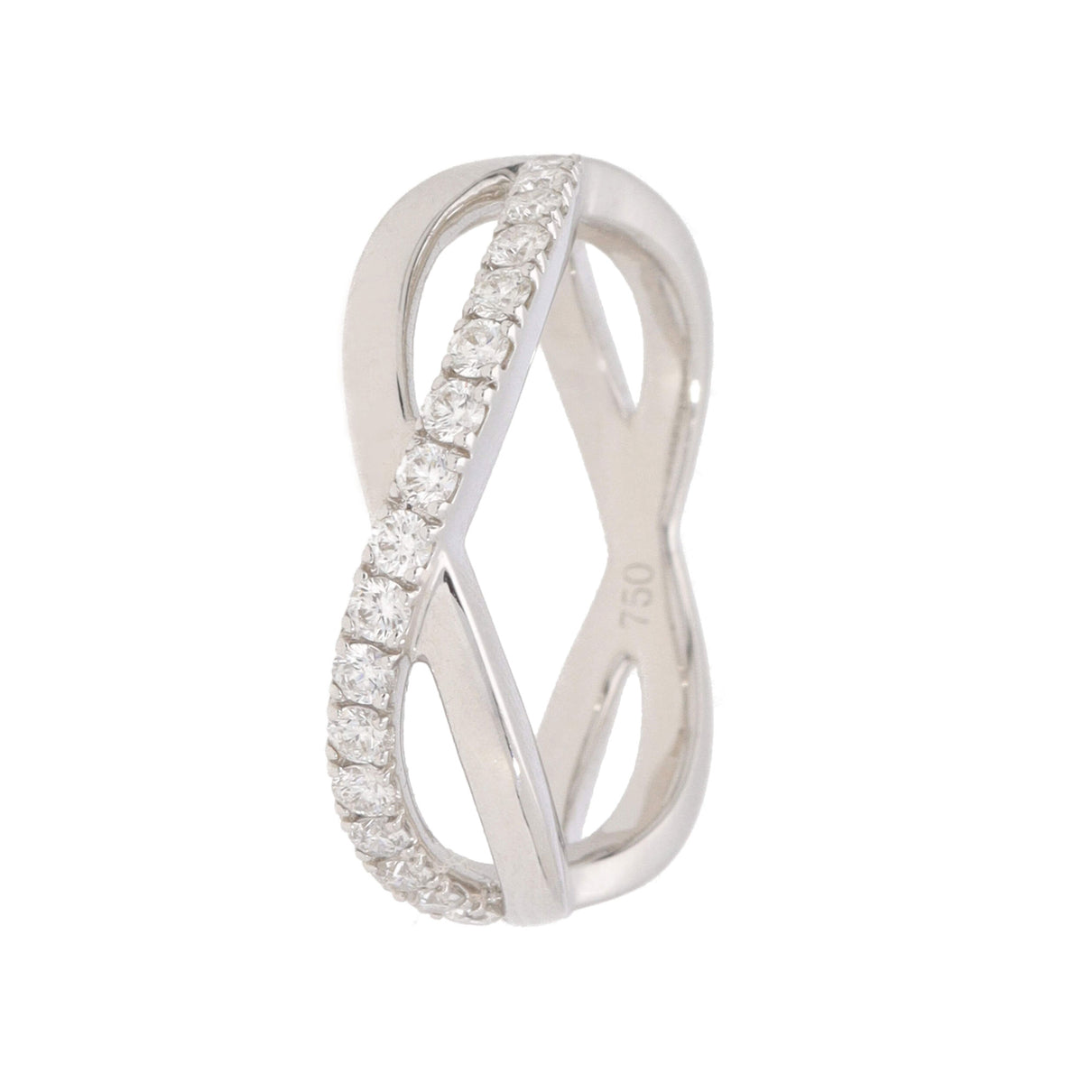 Diamond 18ct White Gold Crossover Ring (L½) - Michael Jones Jeweller