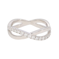 Diamond 18ct White Gold Crossover Ring (L½) - Michael Jones Jeweller