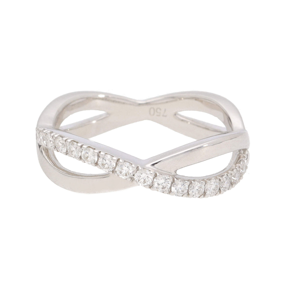 Diamond 18ct White Gold Crossover Ring (L½) - Michael Jones Jeweller