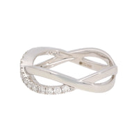 Diamond 18ct White Gold Crossover Ring (L½) - Michael Jones Jeweller