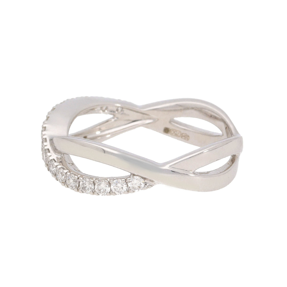 Diamond 18ct White Gold Crossover Ring (L½) - Michael Jones Jeweller