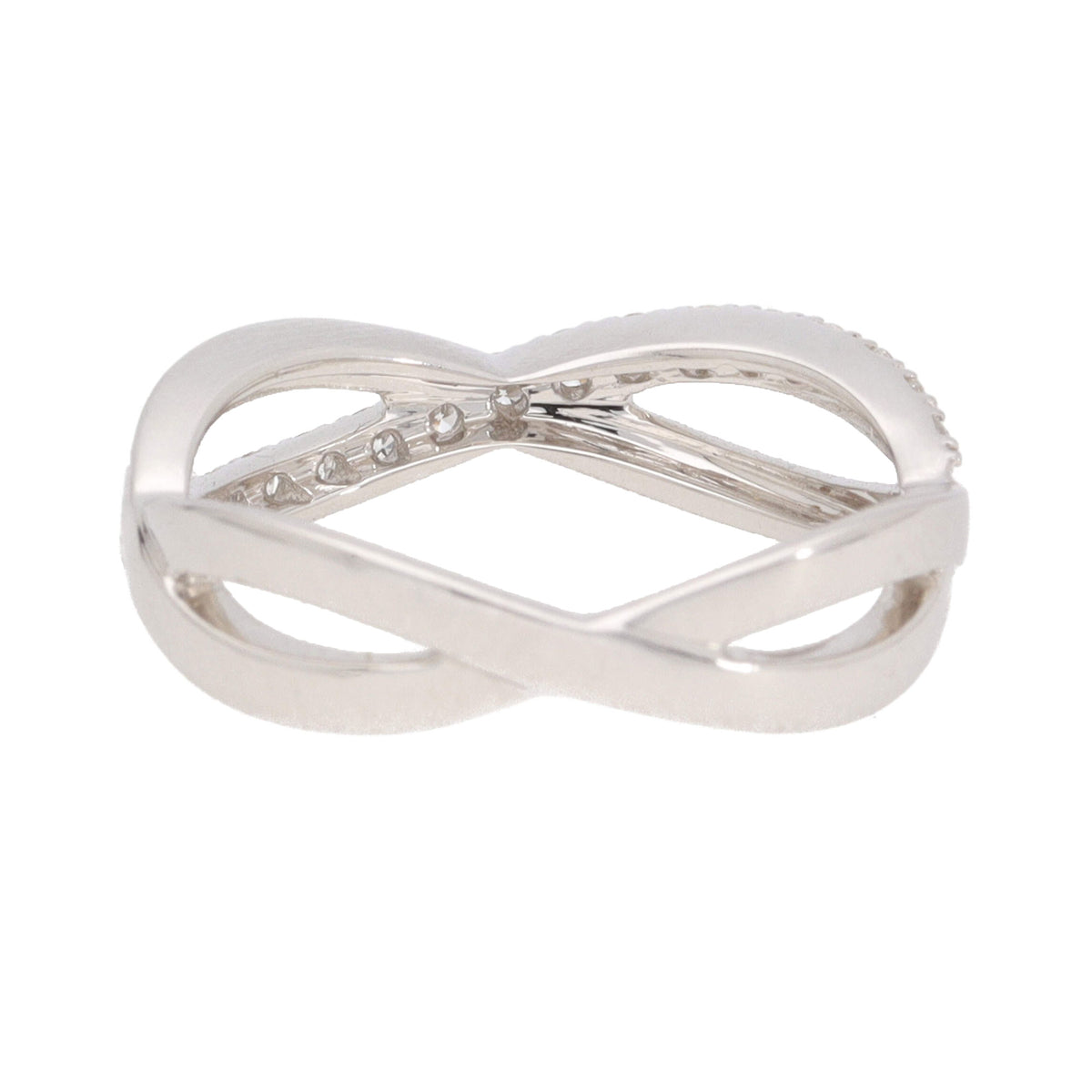 Diamond 18ct White Gold Crossover Ring (L½) - Michael Jones Jeweller