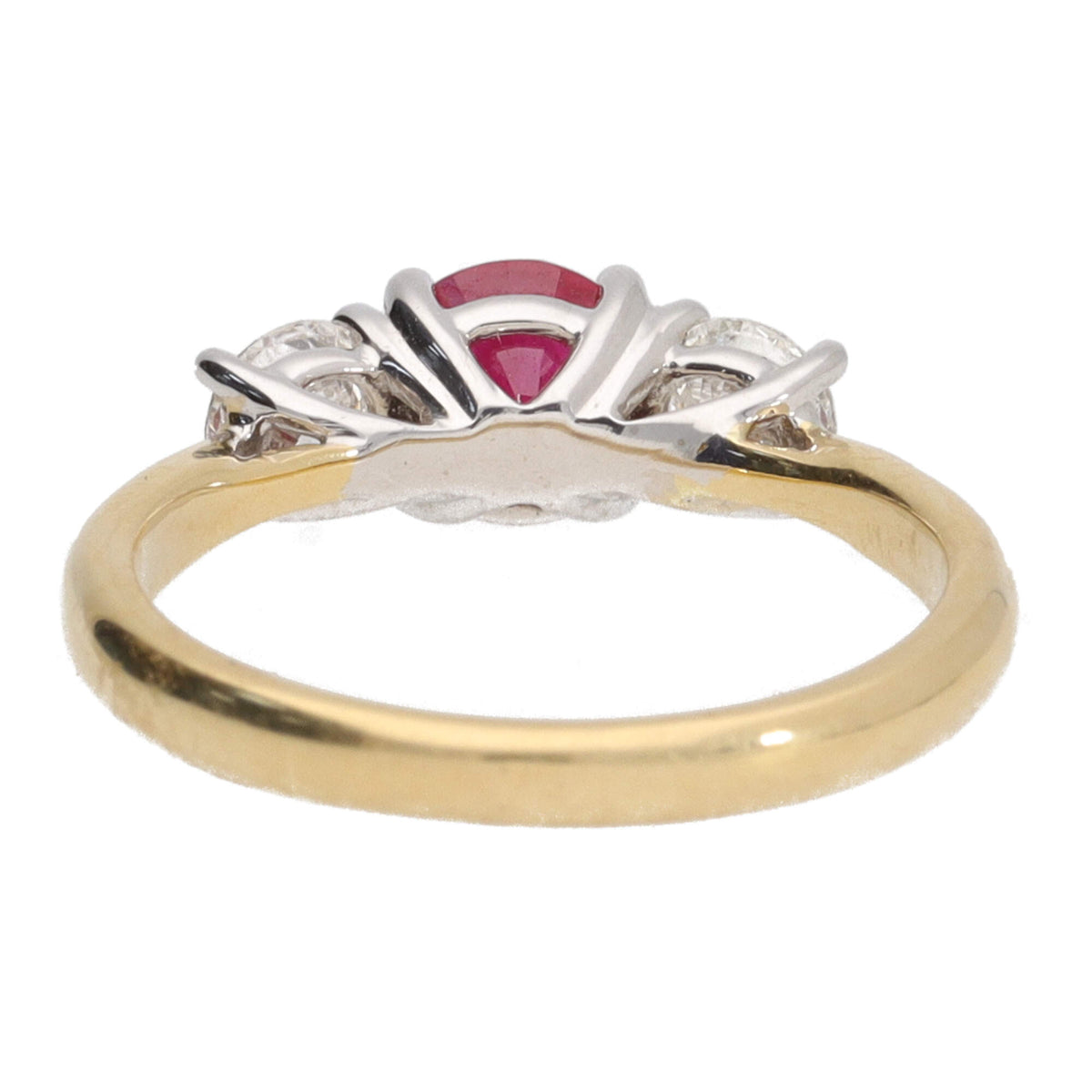 Ruby and Diamond 18ct Yellow Gold Three Stone Ring - Michael Jones Jeweller