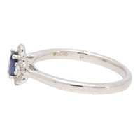 Blue Sapphire and Diamond 18ct White Gold Three Stone Cluster Ring - Michael Jones Jeweller