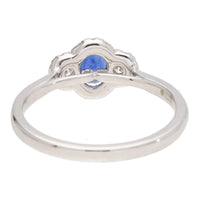 Blue Sapphire and Diamond 18ct White Gold Three Stone Cluster Ring - Michael Jones Jeweller