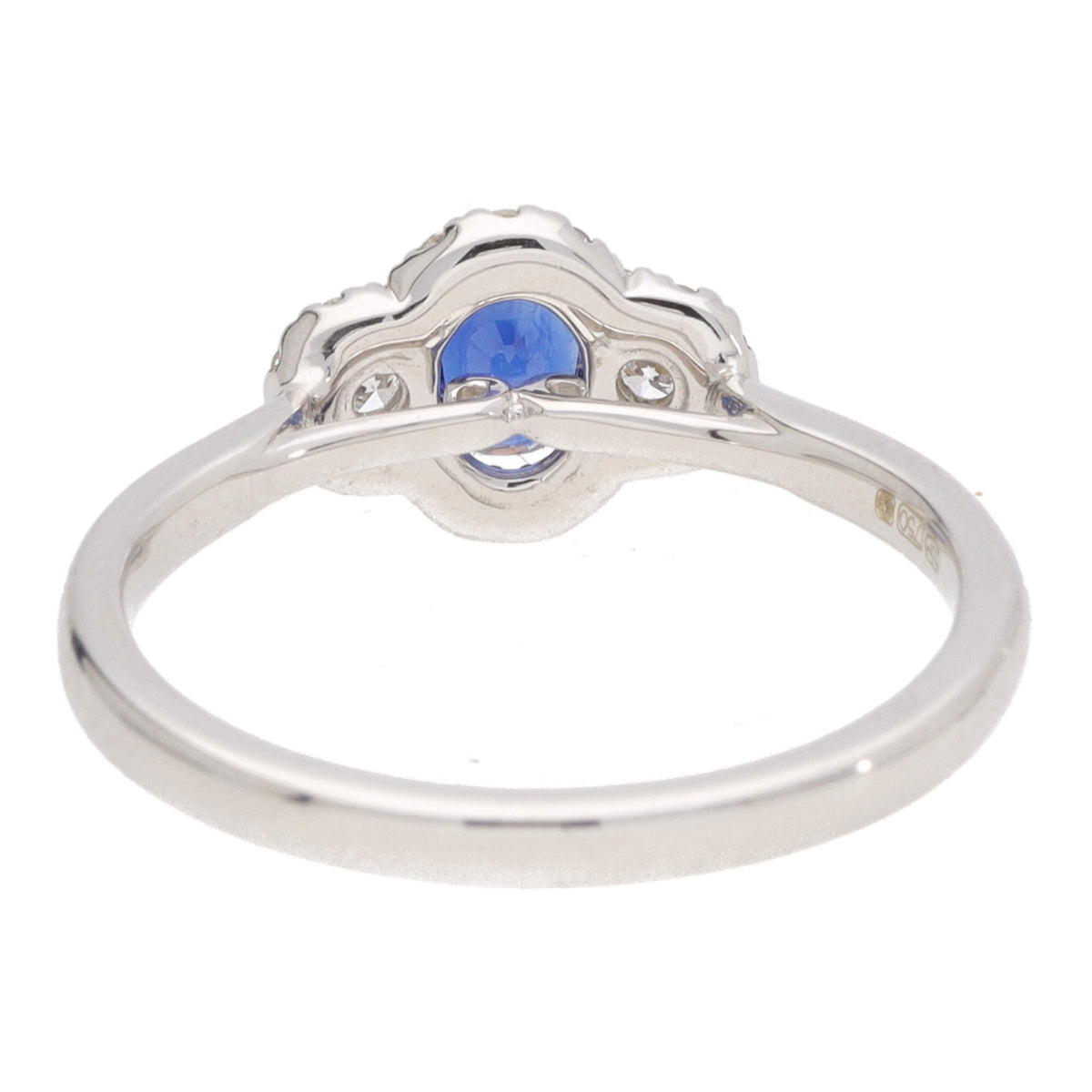 Blue Sapphire and Diamond 18ct White Gold Three Stone Cluster Ring - Michael Jones Jeweller