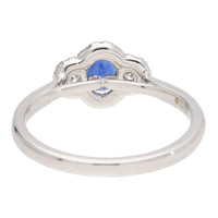 Blue Sapphire and Diamond 18ct White Gold Three Stone Cluster Ring