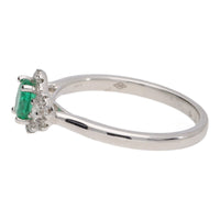 Emerald and Diamond 18ct White Gold Three Stone Cluster Ring - Michael Jones Jeweller