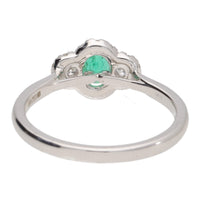 Emerald and Diamond 18ct White Gold Three Stone Cluster Ring - Michael Jones Jeweller