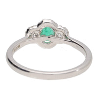 Emerald and Diamond 18ct White Gold Three Stone Cluster Ring