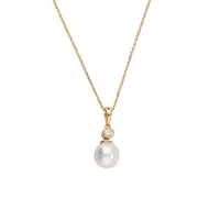 Pearl and Diamond 18ct Yellow Gold Drop Necklace