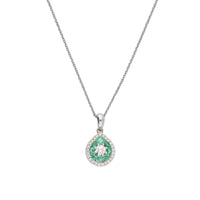Emerald and Diamond Teardrop Cluster 18ct White Gold Pendant