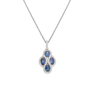Sapphire and Diamond 18ct White Gold Four Section Cluster Pendant - Michael Jones Jeweller