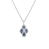 Sapphire and Diamond 18ct White Gold Four Section Cluster Pendant