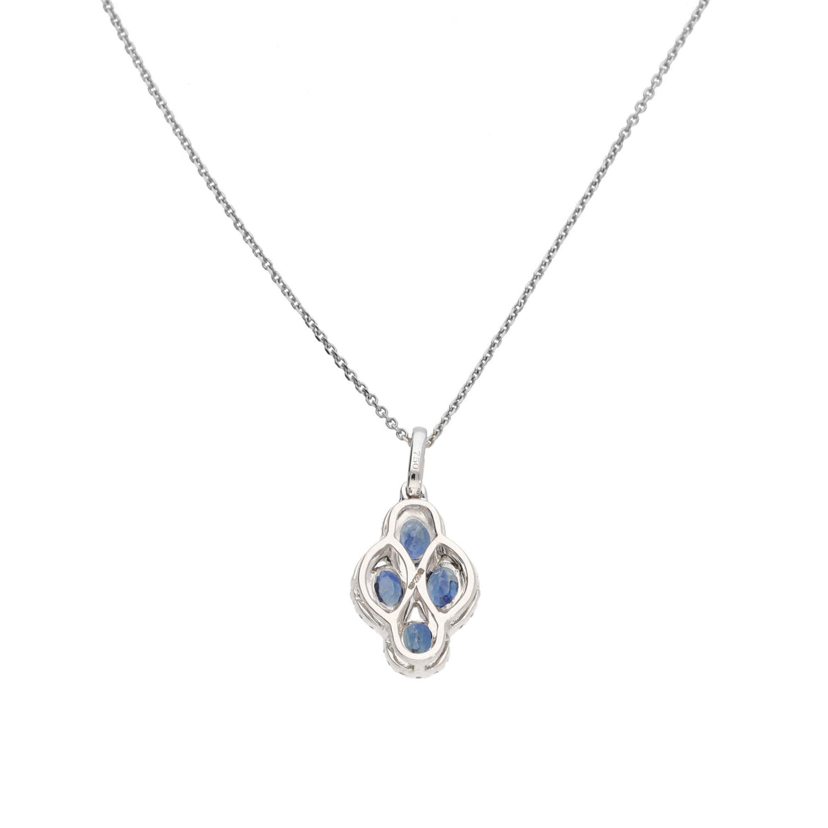 Sapphire and Diamond 18ct White Gold Four Section Cluster Pendant - Michael Jones Jeweller