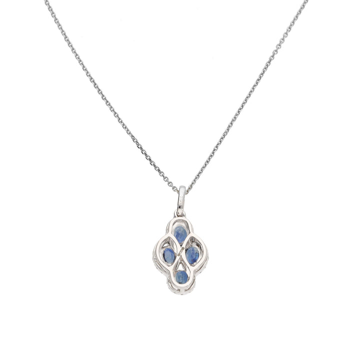 Sapphire and Diamond 18ct White Gold Four Section Cluster Pendant