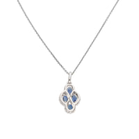 Sapphire and Diamond 18ct White Gold Four Section Cluster Pendant