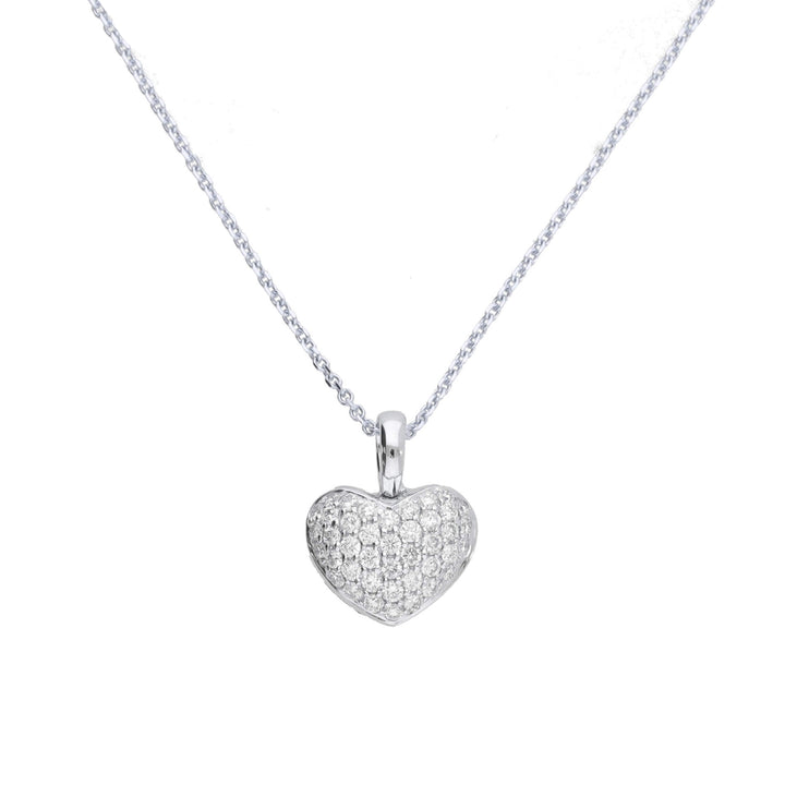 Diamond 18ct White Gold Pavé Heart Pendant