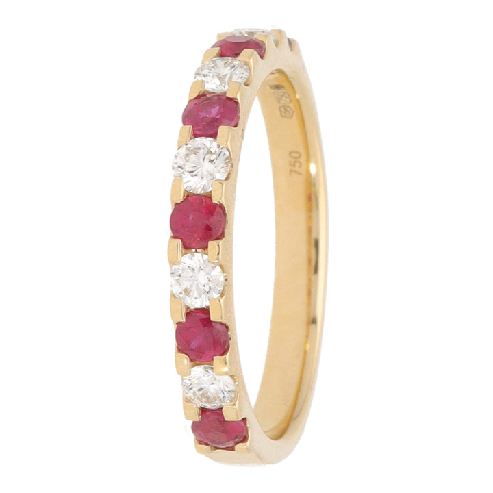 Ruby and Diamond 18ct Yellow Gold Half Eternity Ring