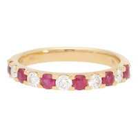 Ruby and Diamond 18ct Yellow Gold Half Eternity Ring