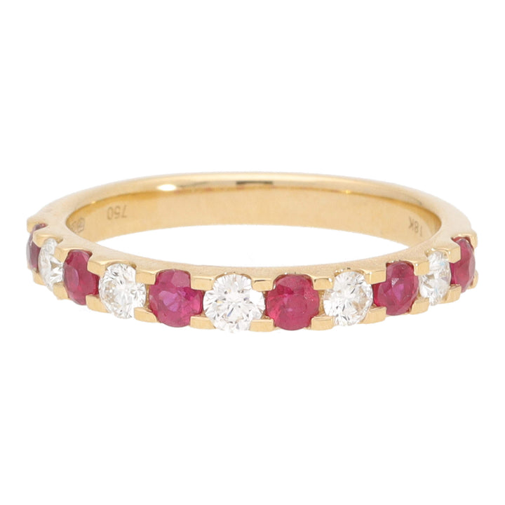 Ruby and Diamond 18ct Yellow Gold Half Eternity Ring