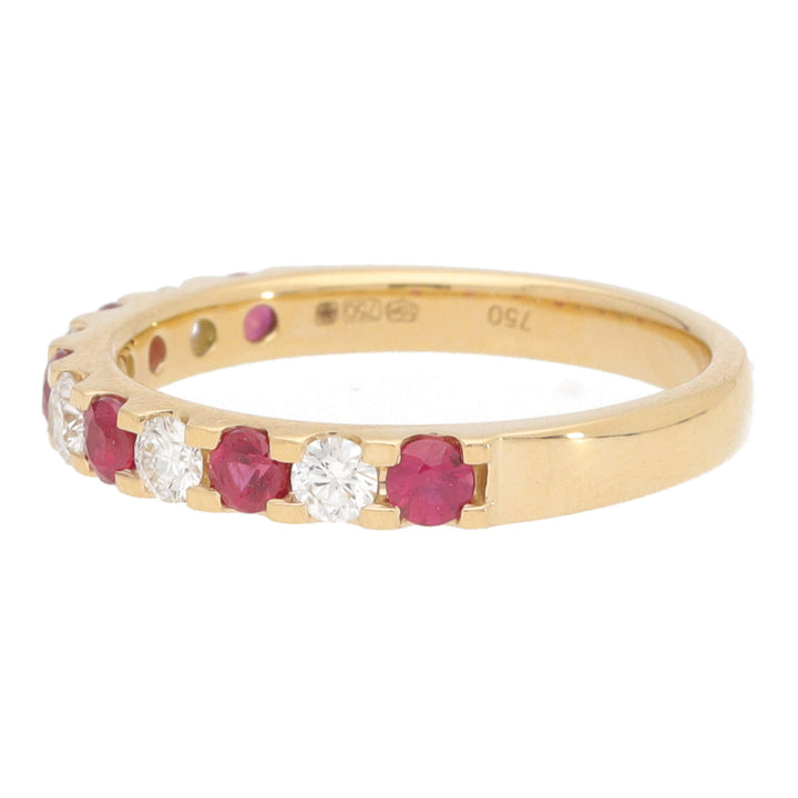Ruby and Diamond 18ct Yellow Gold Half Eternity Ring