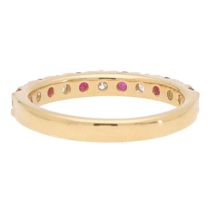 Ruby and Diamond 18ct Yellow Gold Half Eternity Ring
