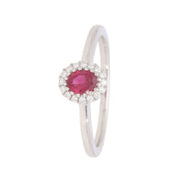 Ruby and Diamond 18ct White Gold Cluster Ring (N) - Michael Jones Jeweller