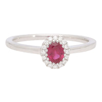 Ruby and Diamond 18ct White Gold Cluster Ring (N) - Michael Jones Jeweller