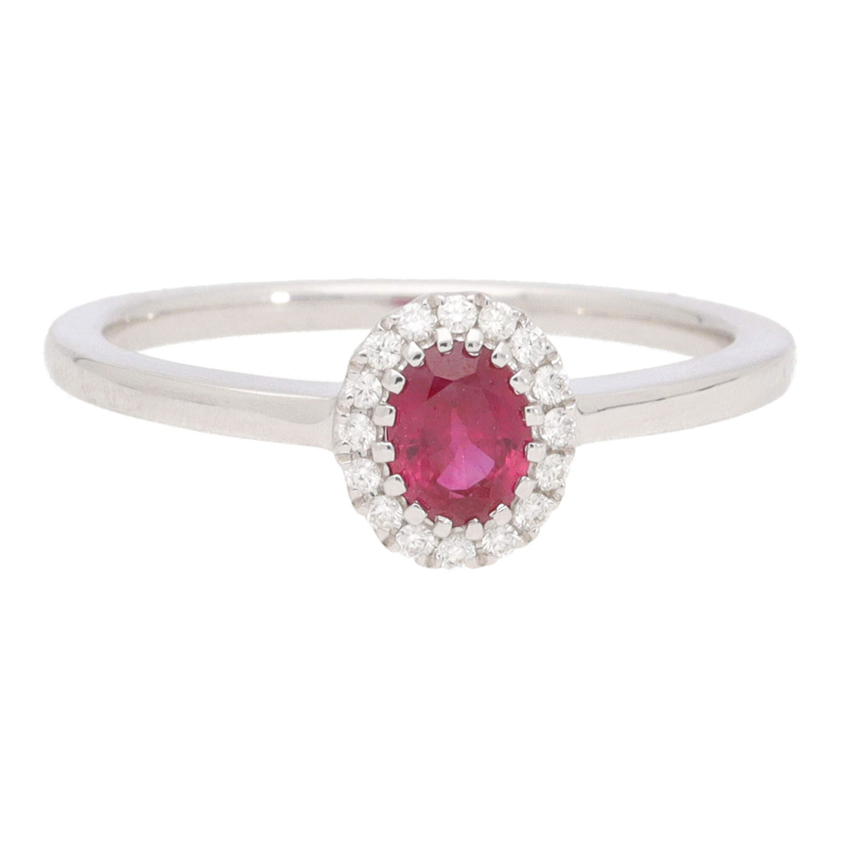 Ruby and Diamond 18ct White Gold Cluster Ring (N) - Michael Jones Jeweller