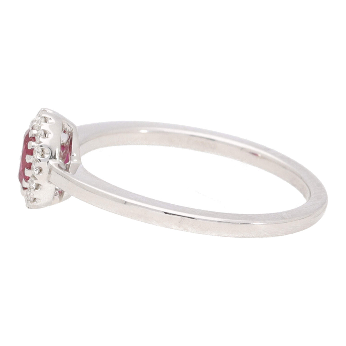 Ruby and Diamond 18ct White Gold Cluster Ring (N) - Michael Jones Jeweller