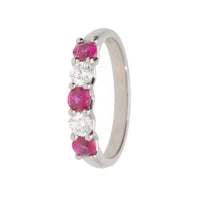 Ruby and Diamond 18ct White Gold Five Stone Ring (M½)
