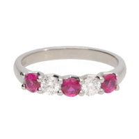 Ruby and Diamond 18ct White Gold Five Stone Ring (M½)