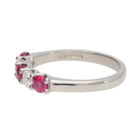 Ruby and Diamond 18ct White Gold Five Stone Ring (M½)