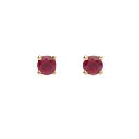 Ruby Solitaire 18ct Yellow Gold Stud Earrings - Michael Jones Jeweller