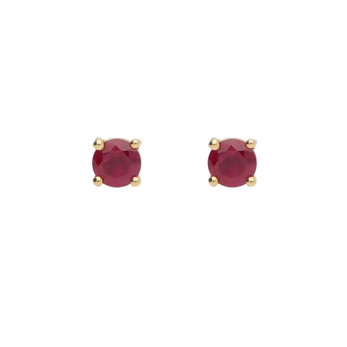 Ruby Solitaire 18ct Yellow Gold Stud Earrings - Michael Jones Jeweller