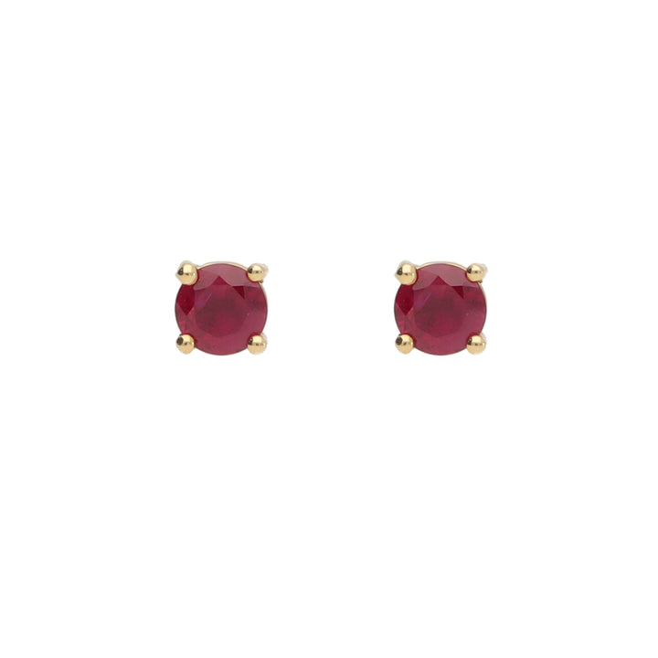 Ruby Solitaire 18ct Yellow Gold Stud Earrings