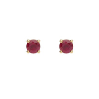 Ruby Solitaire 18ct Yellow Gold Stud Earrings