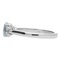 Aquamarine and Diamond 18ct White Gold Oval Three Stone Ring - Michael Jones Jeweller