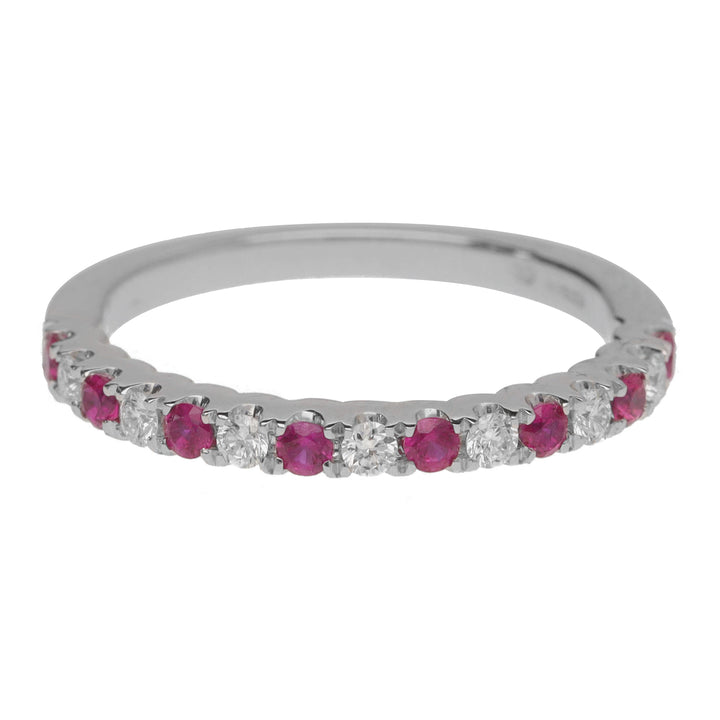 Ruby and Diamond 18ct White Gold Half Eternity Ring - Michael Jones Jeweller