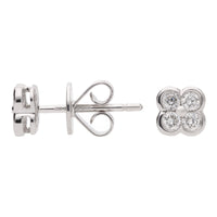 Diamond 18ct White Gold Clover Stud Earrings - Michael Jones Jeweller