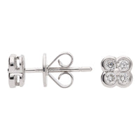 Diamond 18ct White Gold Clover Stud Earrings - Michael Jones Jeweller