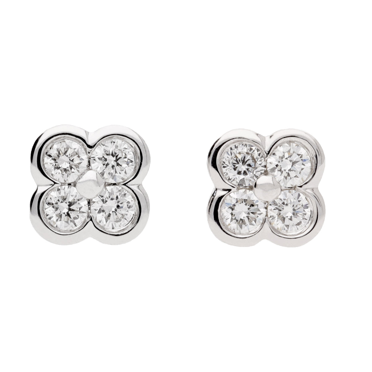 Diamond 18ct White Gold Clover Stud Earrings - Michael Jones Jeweller