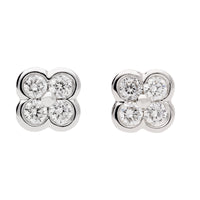Diamond 18ct White Gold Clover Stud Earrings - Michael Jones Jeweller