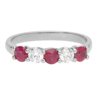 Ruby and Diamond Platinum Half Eternity Ring - Michael Jones Jeweller