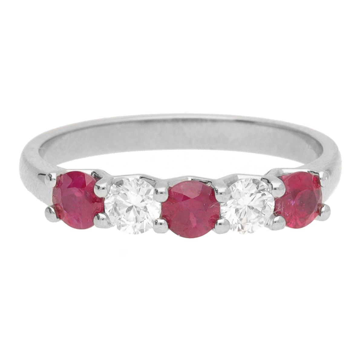 Ruby and Diamond Platinum Half Eternity Ring - Michael Jones Jeweller