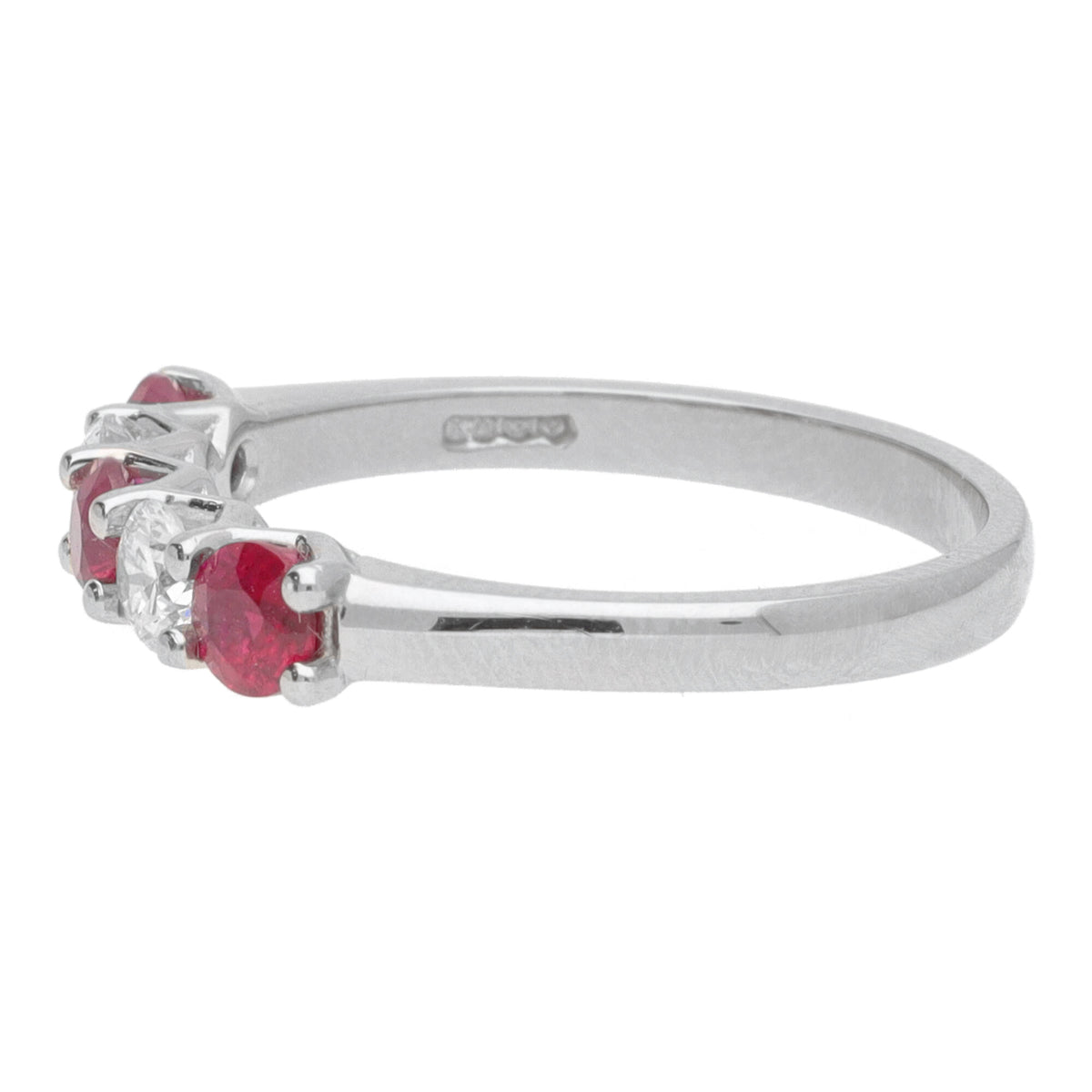 Ruby and Diamond Platinum Half Eternity Ring - Michael Jones Jeweller