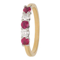 Ruby and Diamond 18ct Yellow Gold Half Eternity Ring - Michael Jones Jeweller
