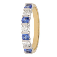 Sapphire and Diamond 18ct Yellow and White Gold Half Eternity Ring - Michael Jones Jeweller